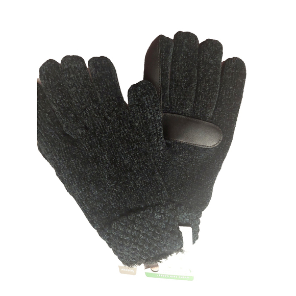 Isotoner Signature Black Chenille Cable-Knit Gloves Sz One Size NWT - Picture 3 of 11